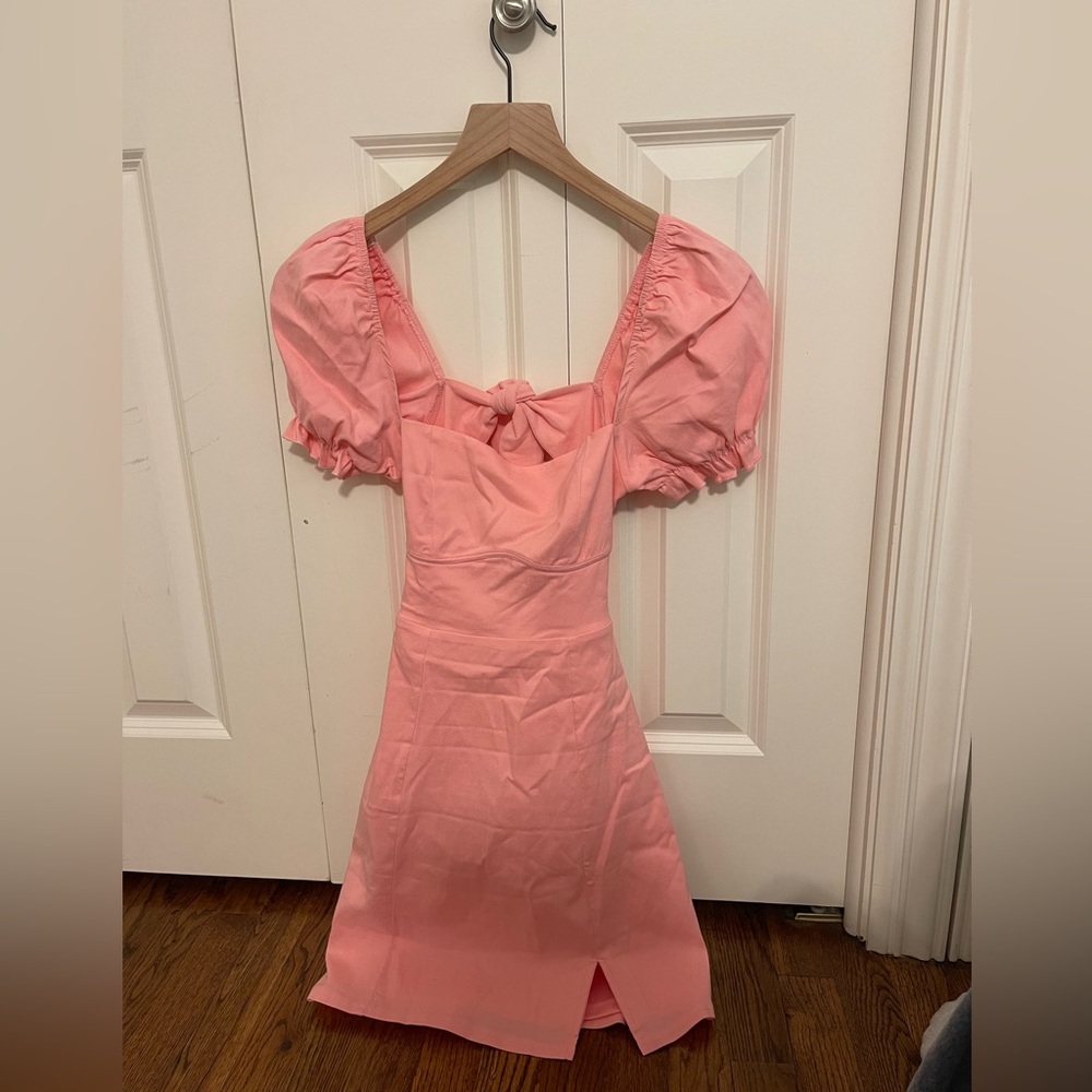 Hello Molly pink mini dress with open back and tie! Never worn!